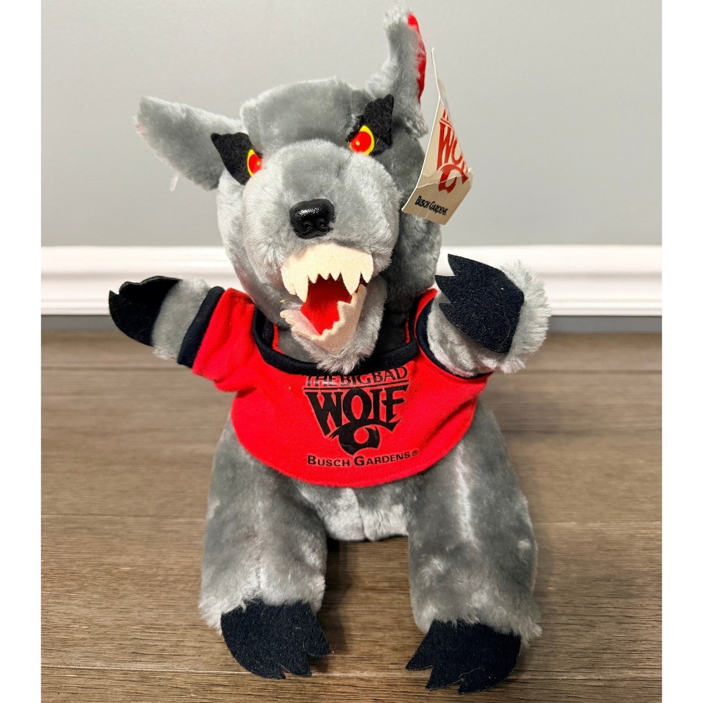 Busch Gardens‎ Williamsburg Big Bad Wolf Roller Coaster Plush Souvenir 11" Grey